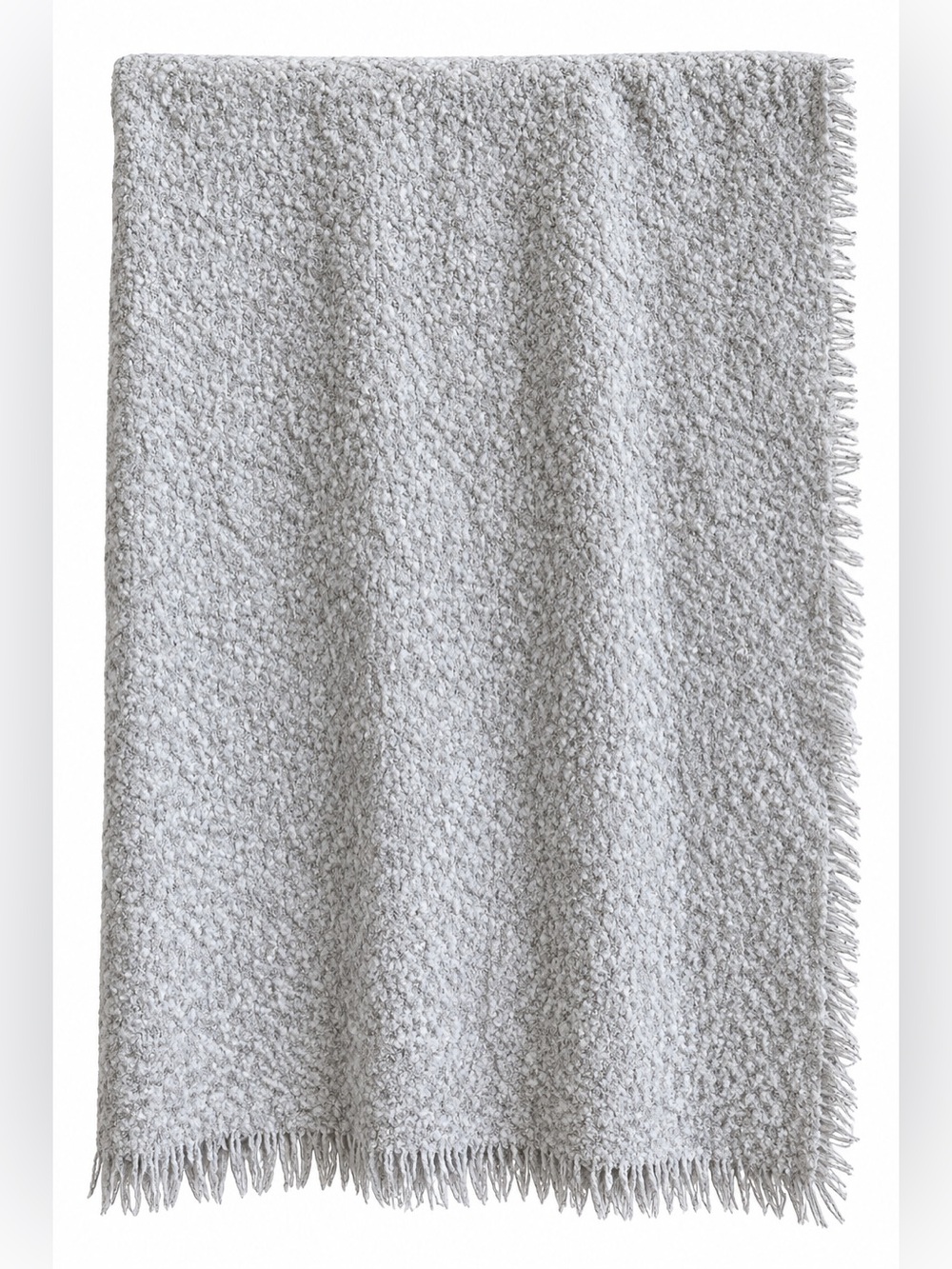 Vintage Wool Blend Textured Fringed Scarf / Throw Blanket